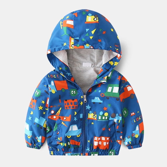 ATOGUTA Baby Girls' Outerwear Jackets & Coats Windbreaker Casual Outerwear Kids Lightweight Zip Hooded Jacket Dark Blue, Size 12M-5T