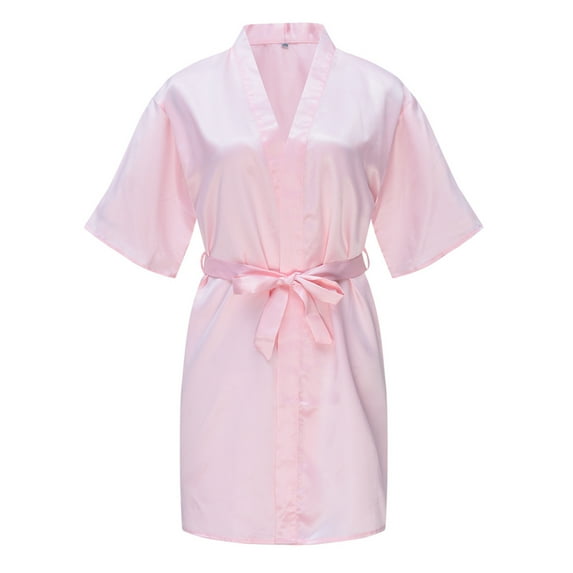 ATOGUTA Baby Kids Girls Silk Kimono Robe Bath Robes Girl Satin Robe Nightgown for Wedding Birthday Spa Party Pink, Size 2T-11