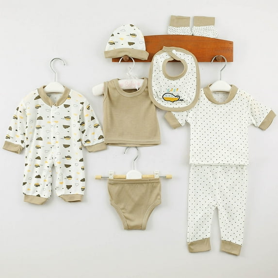 ATOGUTA Baby Layette Set for Boys Girls 8 Piece Layette Set Newborn Baby Boy Clothes Size 0-3M, Yellow