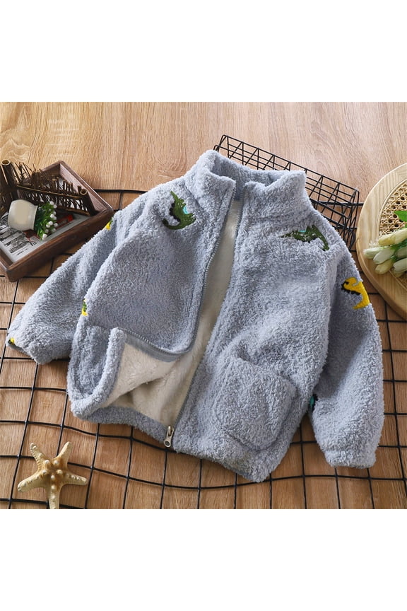 Baby Toddler Boy Girl Winter Warm Jacket Long Sleeve Thicken Warm Fleece Full-Zip Mock Jacket Blue, Size 6M-12