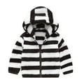 thumbnail image 1 of ATOGUTA Baby Toddler Boy Girl Winter Warm Jacket Zipper Striped Thick Hooded Coat Fleece Lined Warm Outwear Coffee, Size 2T-7, 1 of 5