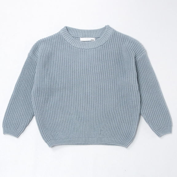 ATOGUTA Baby Toddler Girl Boy Long Sleeve Crew Neck Cotton Pullover Knit Sweater Blue Size 18M-7