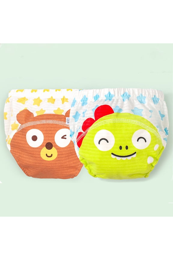 Baby Training Pants 2 Packs 3M-2T Cotton Absorbent Training Underwear for Toddler Boy and Girls 2 Packs