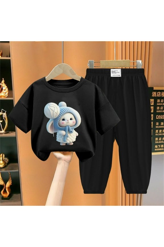 Back To School Outfits for Girls 2T-12 Trendy Cute Soft Print Long Sleeve Tops and Longs Pants Suit