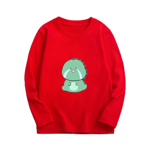 ATOGUTA Baseball Shirts for Boys Girls Red Long Sleeve Shirts Big Kid T-Shirts Cotton Kids Crewneck Tops Graphic Tee Size 8-15