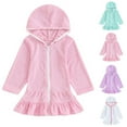 thumbnail image 1 of ATOGUTA Bathrobe for Girls Swim Cover Up Kids Long Sleeve Swimsuit Coverup Skirt Beach Pool Clothes Size 1T-6, Pink, 1 of 3