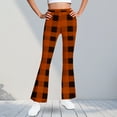 thumbnail image 1 of ATOGUTA Bell Bottom Leggings For Girls High Waisted Casual Kids Plaid Warm Fleece Flare Leggings Size 5T-16, Orange, 1 of 6