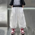 thumbnail image 1 of ATOGUTA Big Boys Pants Elastic High Waist Wide Leg Jogger Streetwear Kids Pants Casual Loose Trousers White, Size 6-16 Years, 1 of 5