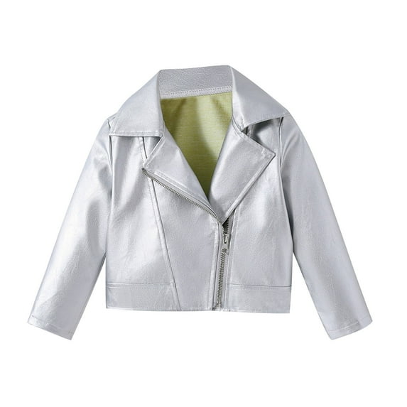 ATOGUTA Big Boys Shirts Long Sleeve Lapel Faux Leather Jackets Kids Fashion Casual Clothes White, 1-9 Years