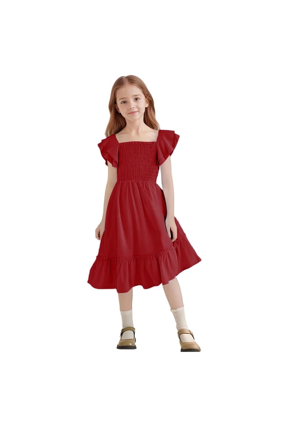 Birthday Girl Dress A-line Dress Sundress Casual Dress for Holiday Party Back to School Summer Size 5T-14, Red