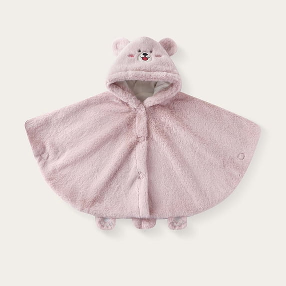 ATOGUTA Blanket Hoodie for Kids Button Down Fleece Hooded Cape Comfy Hoodie Boys Girls Size 1T-7, Pink