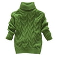 thumbnail image 1 of ATOGUTA Boy Girl Sweater Kids Turtleneck Cable Knit Sweater Unisex Long Sleeve Solid Color Pullover Green, Size 3T-8, 1 of 4