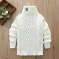 thumbnail image 1 of ATOGUTA Boy Girl Sweater Turtleneck Long Sleeve Cable Knit Sweater Chunky Pullover Jumper Fall Winter White, Size 3T-9, 1 of 5