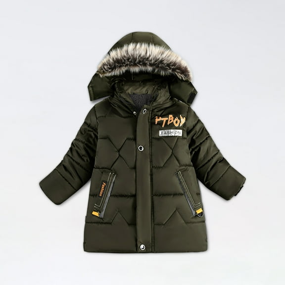 ATOGUTA Boy Jacket Warm Winter Coat Windproof Rain Jacket Snow Coat Green, Size 5T-10