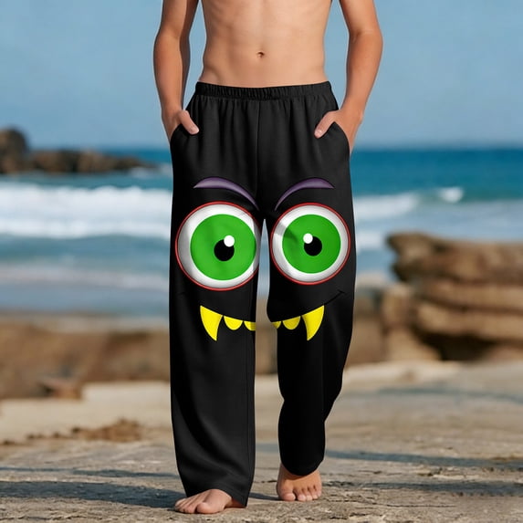 ATOGUTA Boy Lounge Sweat Pants Funny Graphic Sweatpants Athletic Sports Pants for Kids Size 4T-14, Black