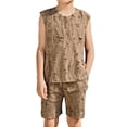 thumbnail image 1 of ATOGUTA Boy Outfits Summer Kids Sleeveless Tank Tops and Shorts Set Athletic Tracksuit Size 0-13, Khaki, 1 of 7