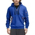 thumbnail image 1 of ATOGUTA Boy Sweatshirts Half Zip Hoodie Kids Fall Winter Sweatshirts Size 5T-15, Blue, 1 of 5