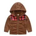 thumbnail image 1 of ATOGUTA Boy Winter Coat Leopard Print Jacket Fleece Hooded Jacket with Zip Brown, Size 3T-8, 1 of 6