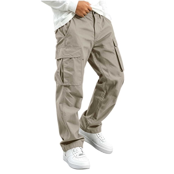 ATOGUTA Boy's Cargo Pants Elastic Waist Pull on School Uniform Kids Clothes Size 5T-15