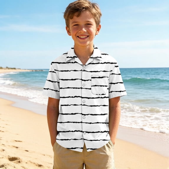 ATOGUTA Boy's Dress Shirts Kids Summer School Uniform Button Down Shirt White, Size 3T-15