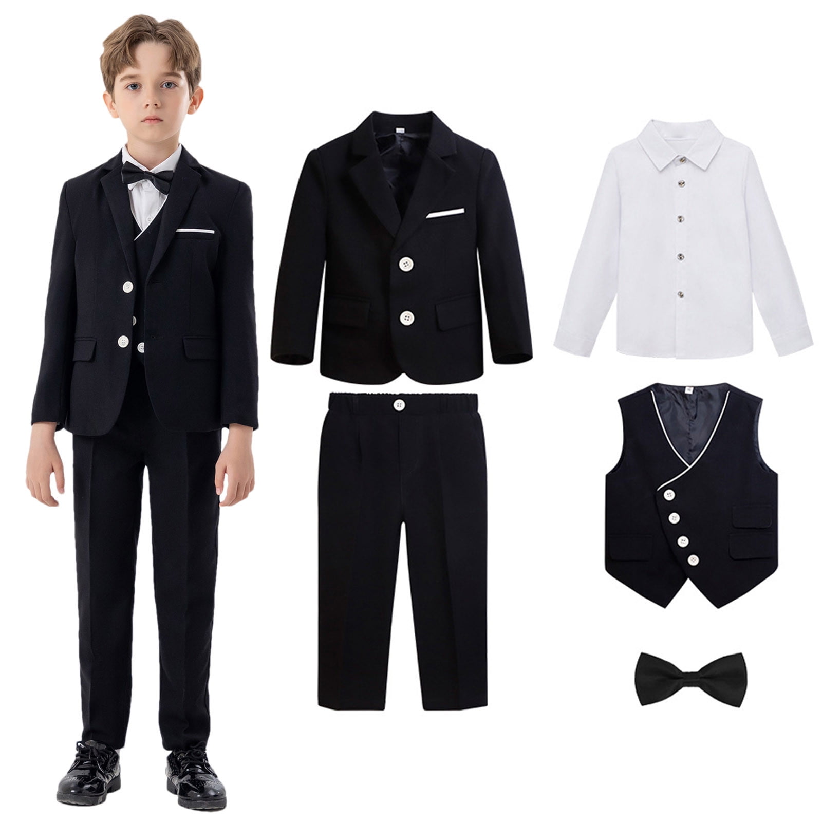 Boys' Formal suits 5 piece Dresswear Suit Set With Vest and Tie