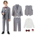 thumbnail image 1 of ATOGUTA Boys' 6-Piece Formal Suit Set, Jackets, Vest, Pants, Collared Dress Shirt, and Tie, Pocket Square, 1 of 5