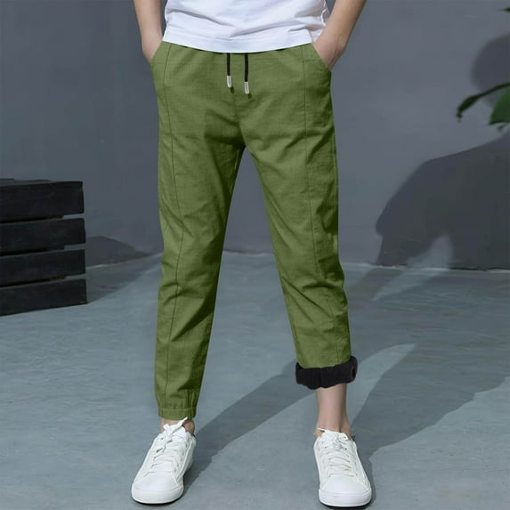 ATOGUTA Boys Active Pants Elastic Waist Casual Jogging Trousers Bottom for Kids Size 4T-12, Green