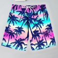 thumbnail image 1 of ATOGUTA Boys Athletic Shorts Drawstring Waist Printed Summer Vacation Beach Shorts Purple, Size 7-14, 1 of 5