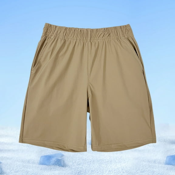 ATOGUTA Boys' Athletic Shorts Pull on Short Casual Athletic Jogger Elastic Waistband Quick Dry Shorts Khaki, Size 4T-17