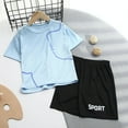 thumbnail image 1 of ATOGUTA Boys Basketball Outfits Active Short Set T-Shirt and Shorts Outfit for Boys Blue, Size 3-16 Years, 1 of 6