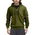 thumbnail image 1 of ATOGUTA Boys Basketball Sweatshirt Half Zip Hoodie Kids Fall Winter Sweatshirts Size 5T-15, Army Green, 1 of 5