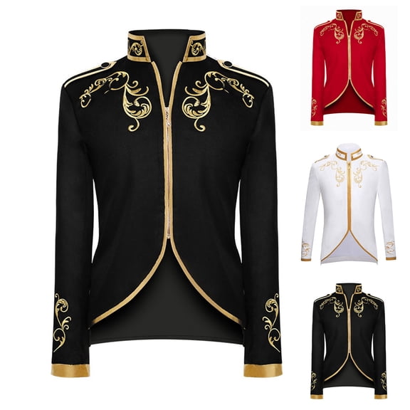 ATOGUTA Boys' Blazer Jacket Long Sleeve Print Zipper Boys Cute Stand Collar Casual Coat Size 8-13, Black