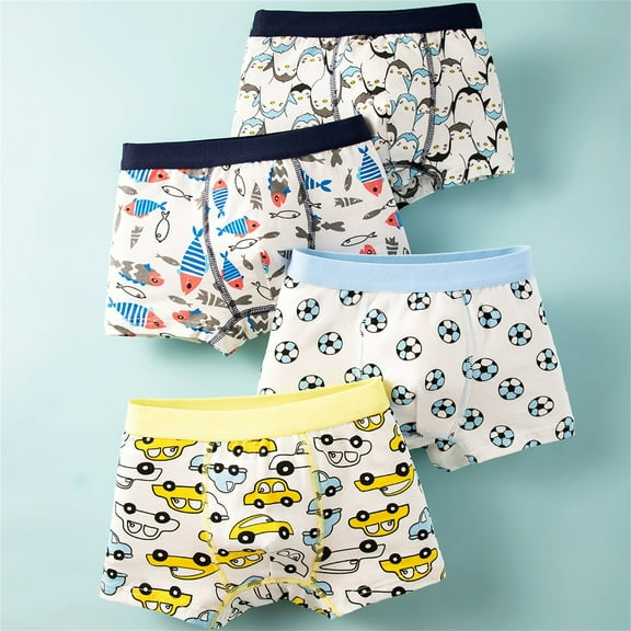 ATOGUTA Boys Briefs Cotton Boxer Briefs Cute Toddler Kids Underwear 4 Pack, Size 3T-8
