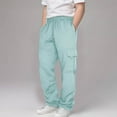 thumbnail image 1 of ATOGUTA Boys Cargo Joggers Pants Elastic Waist Casual Jogging Trousers Bottom for Kids Size 3T-14, Light Blue, 1 of 6
