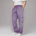 thumbnail image 1 of ATOGUTA Boys Cargo Joggers Pants Elastic Waist Casual Jogging Trousers Bottom for Kids Size 3T-14, Purple, 1 of 6
