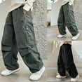 thumbnail image 1 of ATOGUTA Boys Cargo Pants Casual Baggy Elastic Waist Workout Sweatpants Joggers Size 5T-15, Gray, 1 of 5