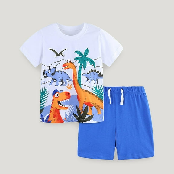 ATOGUTA Boys' Clothing Sets 2T-8 Short Sleeve T-Shirt + Shorts 2PC Summer Outfits Set Blue