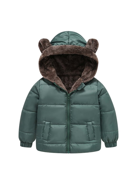 Boys Down Coat Winter Fleece Warm Jacket Hooded Zip Jacket Coat, Kids Jackets 2T-8