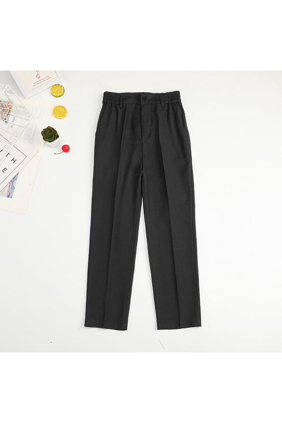 Boys Dress Pants Elastic Waist Jogger Sweatpants Kids Teens Running Athletic Pants with Pockets Size 3T-17, Black