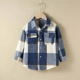thumbnail image 1 of ATOGUTA Boys Fleece Jacket Casual Long Sleeve Plaid Flannel Button Down Shirt for Children Blue, Size 2T-7, 1 of 6