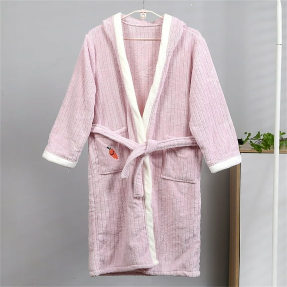 ATOGUTA Boys Girls Bathrobe Fleece Robe Soft Hooded Bathrobe Pajamas Sleepwear Purple, Size 10-15