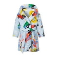 thumbnail image 1 of ATOGUTA Boys Girls Bathrobe Soft Fleece Hooded Robe Bathrobe for Kids Light Blue, Size 2T-8, 1 of 8