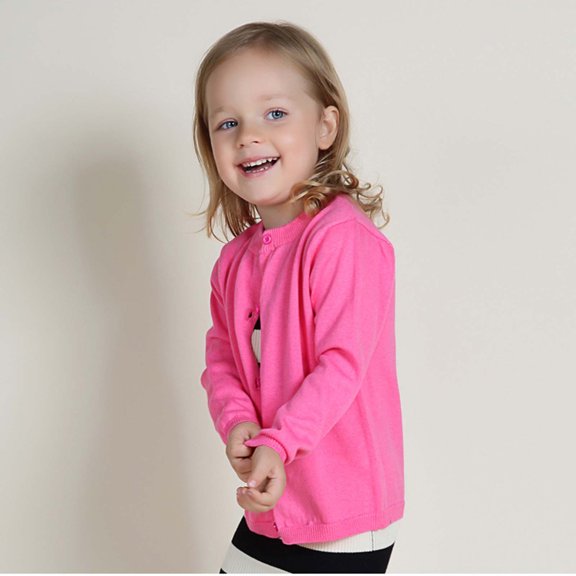 ATOGUTA Boys Girls Cardigan Sweater Long Sleeve V Neck Button Down Cute Knit Cardigan for Girls Hot Pink Size 12M-6