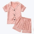 thumbnail image 1 of ATOGUTA Boys Girls Clothing Set 1T-8 Casual Button Down Short Sleeve Shirts And Shorts Outfits Stain Homewear Pink, 1 of 5