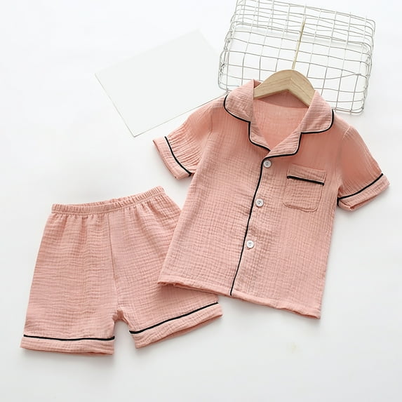 ATOGUTA Girls Clothing Set Size 2T-13 Short Sleeve 2 Piece Clasic Sleepwear for Kids Pink