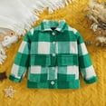 thumbnail image 1 of ATOGUTA Boys Girls Down Coat Button Down Flannel Thick Shirt Fall Winter Coat for Kid Green, Size 1T-5T, 1 of 5