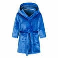 thumbnail image 1 of ATOGUTA Boys Girls Fleece Hooded Robe Kids Warm Fuzzy Bathrobe Blue, Size 2T-8, 1 of 8