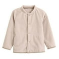 thumbnail image 1 of ATOGUTA Boys Girls Fleece Jacket Lightweight Fall Winter Windproof Stand-Up Collar Button-Up Winter Coat Beige, Size 1T-5T, 1 of 4