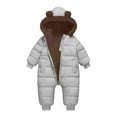 thumbnail image 1 of ATOGUTA Boys Girls Fleece Jumpsuit Winter Clothes Suit Hooded Jumpsuit Romper Bear Outfit Infant Warm Coat Outwear Overcoat Size 6M-3T, Gray, 1 of 5