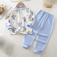 thumbnail image 1 of ATOGUTA Boys Girls Fleece Pajama Set Long Sleeve Top with Pants Soft Sleepwear 2 Piece Pjs Set Sky Blue Size 0-4T, 1 of 3